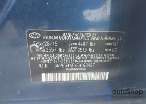 2015 Hyundai Sonata Sport из США, поврежденный, VIN 5NPE34AFXFH198427